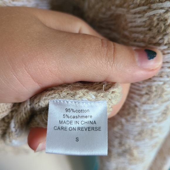 Burgess cotton cashmere knit sweater luxury size small neutral preppy mockneck - Picture 4 of 6